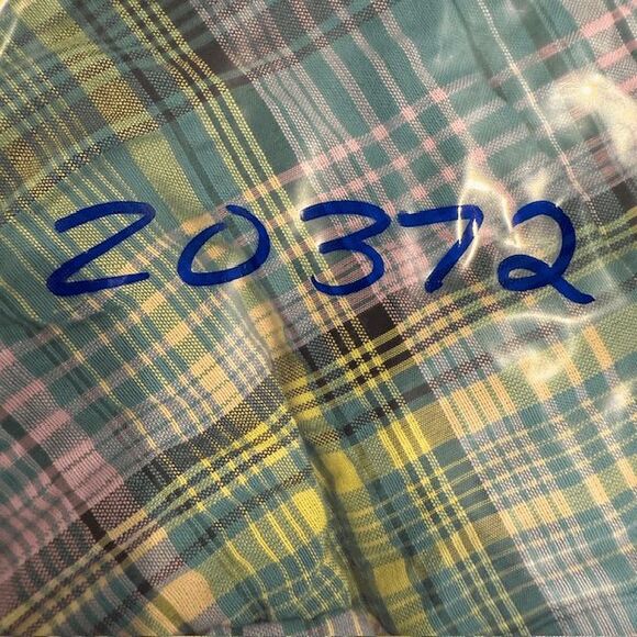 NWT GANNI Checked Seersucker Midi Dress in Lagoon Green Purple Size Small (36) - Picture 16 of 16